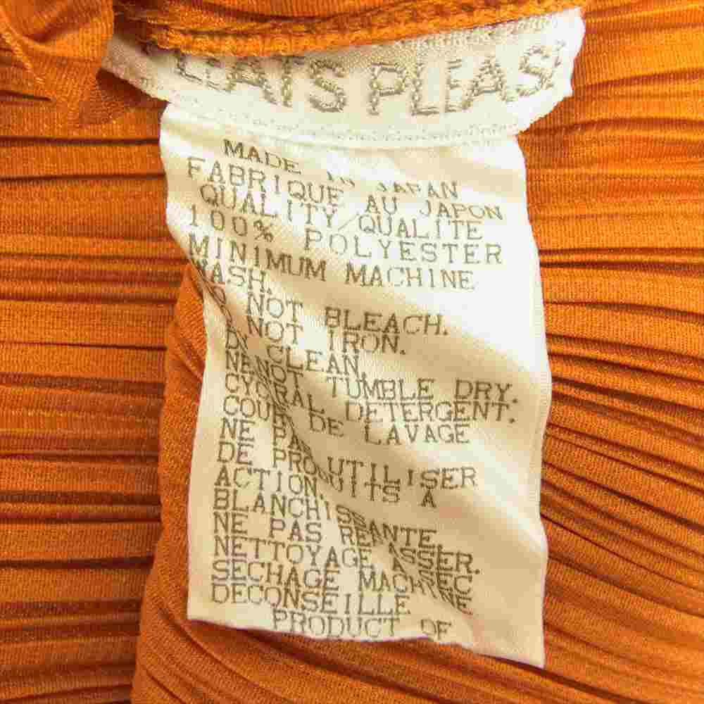 PLEATS PLEASE プリーツプリーズ イッセイミヤケ PP83-JK630 プリーツ加工 サイドスリット ボトルネック フレンチスリーブ オレンジ系 3【美品】【中古】