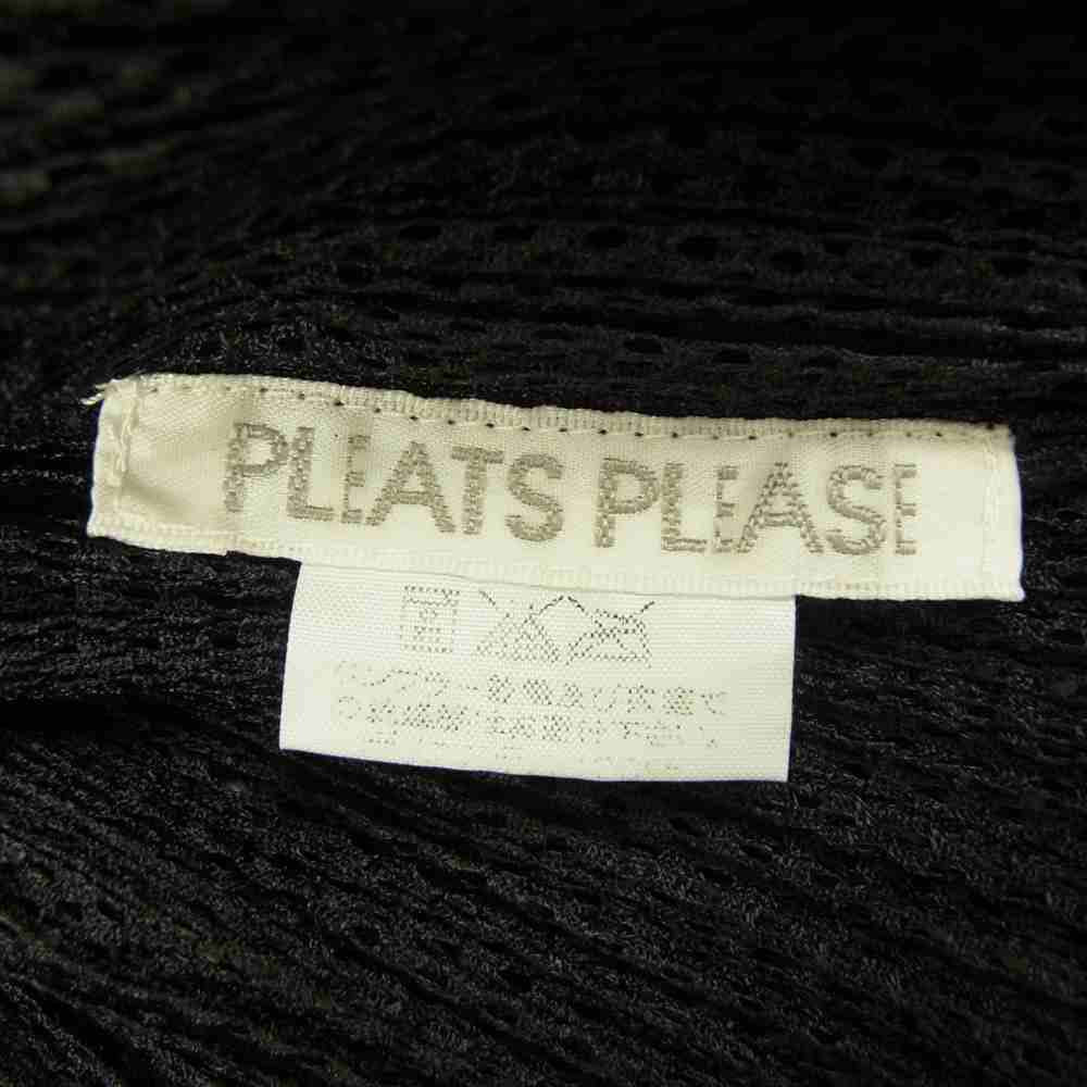 PLEATS PLEASE プリーツプリーズ イッセイミヤケ PP05-JO701 メッシュ プリーツ加工 カーディガン 半袖 ブラック系 3【美品】【中古】