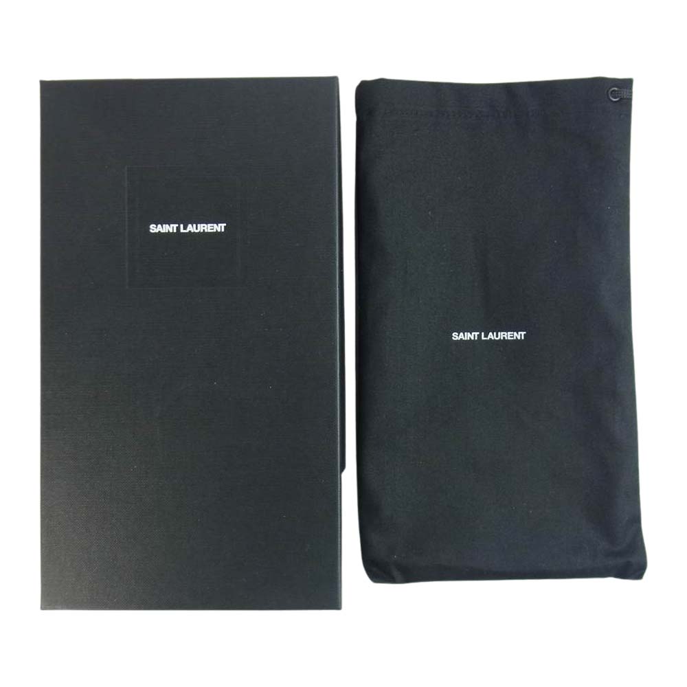 SAINT LAURENT サンローラン 534290 BTY0N 1000 ラウンドジップ ファスナー グレイン 長財布 ブラック系【美品】【中古】