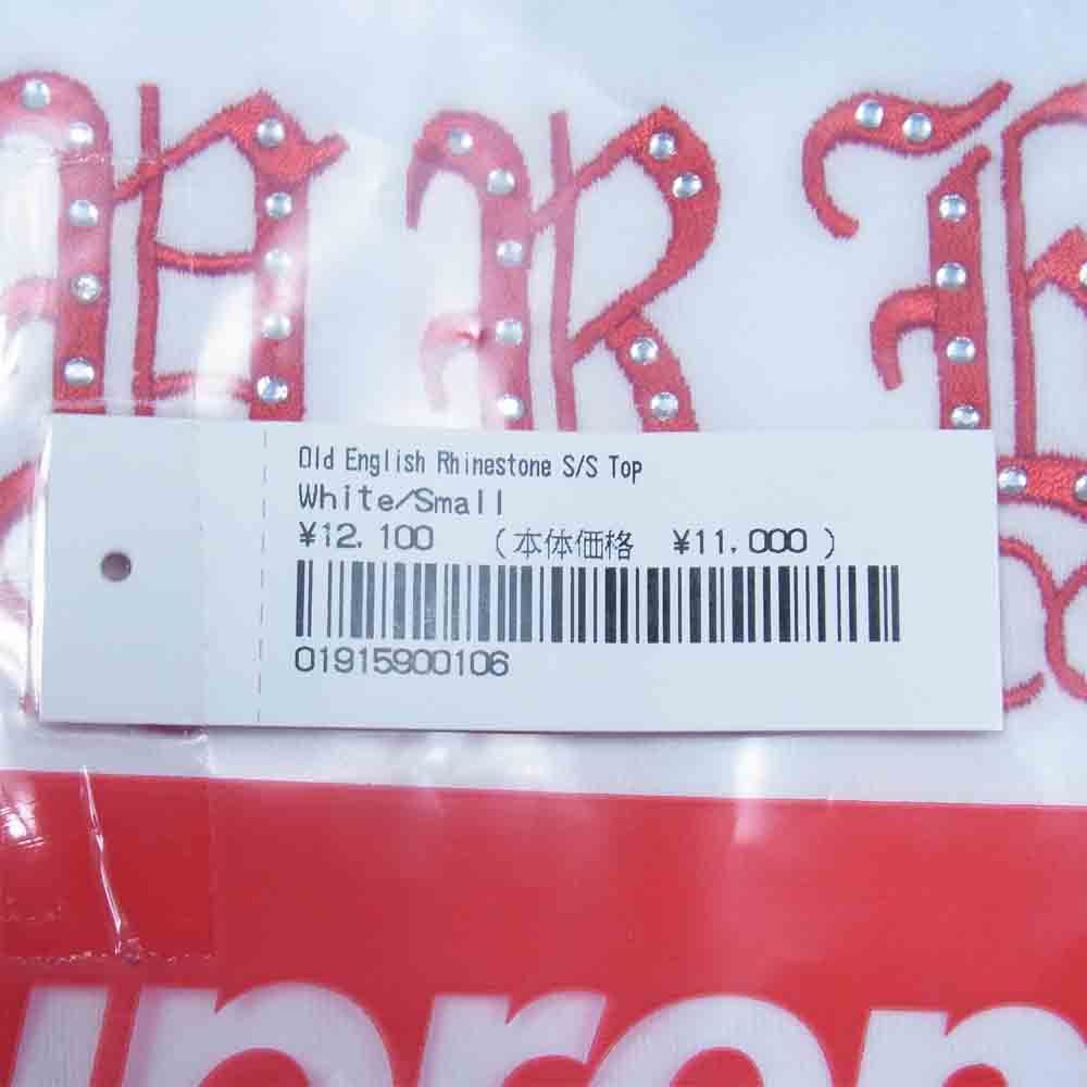 Supreme シュプリーム 21SS Old English Rhinestone S/S Top オールドイングリッシュ リネンストーン 半袖Tシャツ ホワイト系 S【新古品】【未使用】【中古】