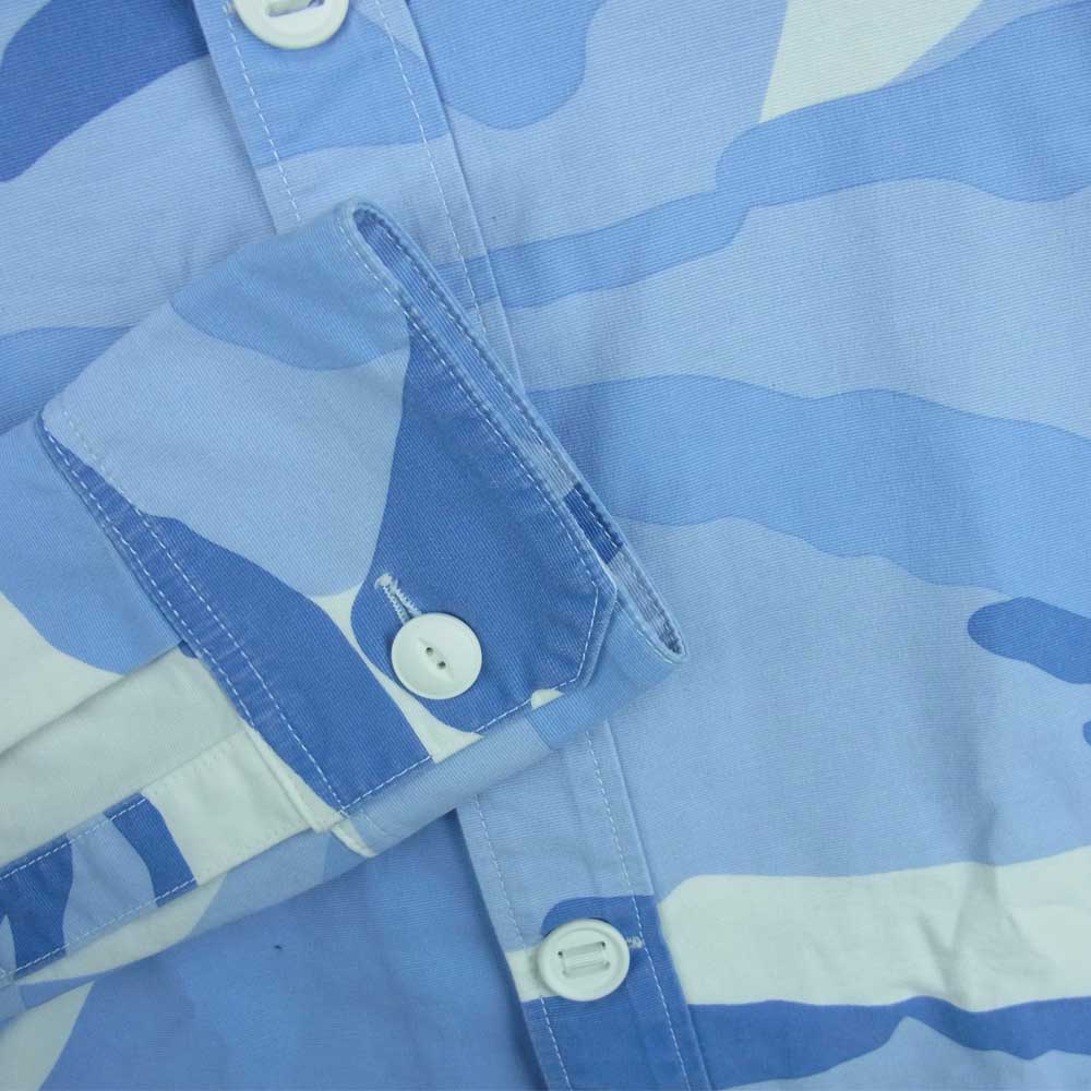 AKM エイケイエム S097 A51 P-ARMY SHIRTS ストレッチグログラン アーミー カモフラ 長袖 シャツ ライトブルー系 S【中古】