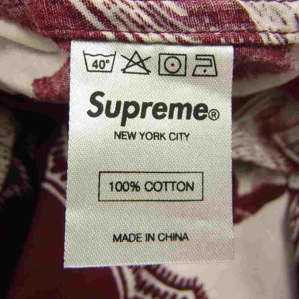 Supreme シュプリーム 13SS Kennedy Shirt ケネディ JFK 半袖 総柄 シャツ ワインレッド系 S【中古】
