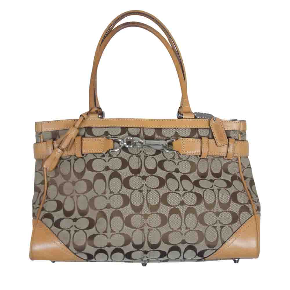 美品　COACH コーチ シグネチャー ハンドバッグJ05J-8K07 COACH コーチ 05J-8K07 シグネチャー レザー キャンバス トート バッグ