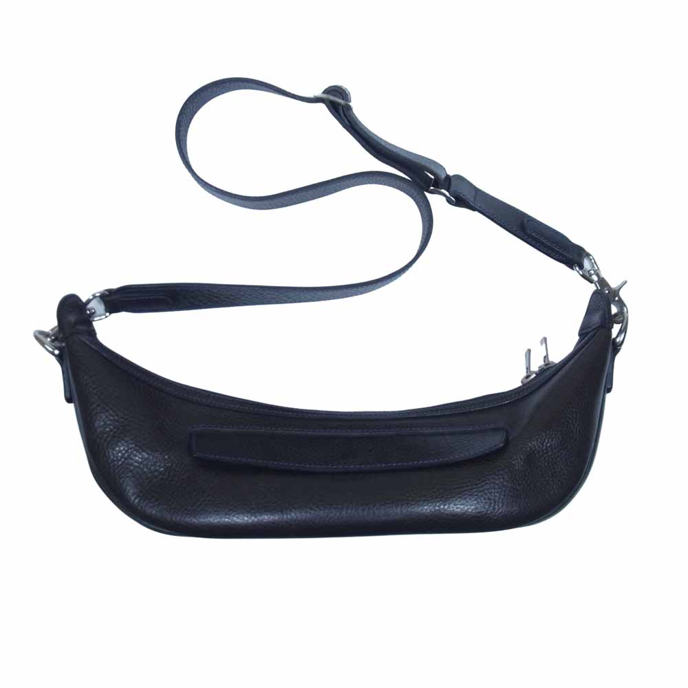 万双 シモーネ レザー バナナ ショルダー バッグ ダークブラウン系