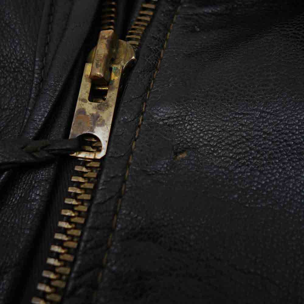 LANGLITZ LEATHERS ラングリッツレザーズ 白タグ初期 Patted Cascade Goatskin TALON ZIP パッテド キャスケード ゴートスキン レザー ライダース ジャケット ブラック系【中古】