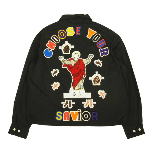 セントマイケル SM-S22-0000-080 × DENIM TEARS SWING TOP デニムティアーズ 刺繍 ワッペン スウィング トップ ジャケット ブラック系 S【新古品】【未使用】【中古】