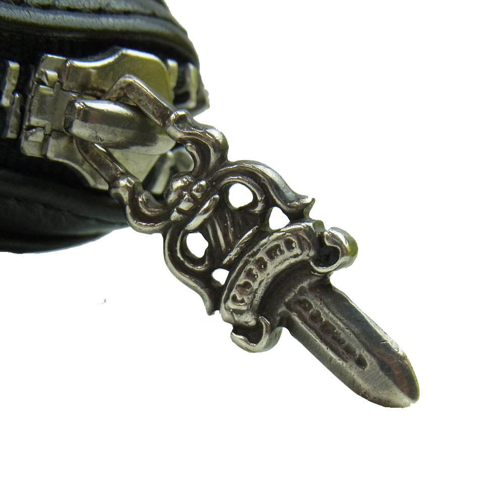 CHROME HEARTS クロムハーツ(原本無) REC F ZIP セメタリー クロス ラウンドジップ ウォレット ブラック系【中古】