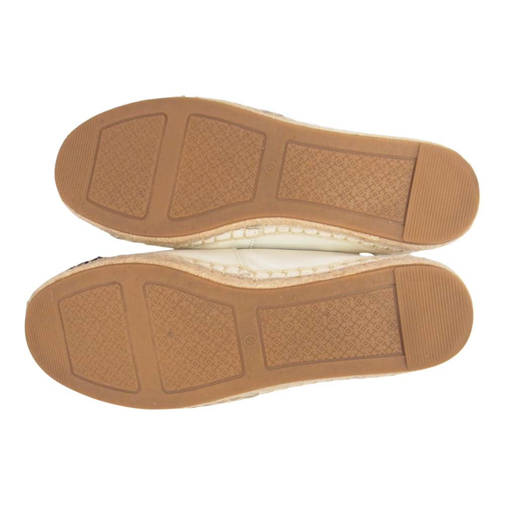 Tory Burch トリーバーチ レザー エスパドリーユ スリッポン ホワイト系 5【中古】