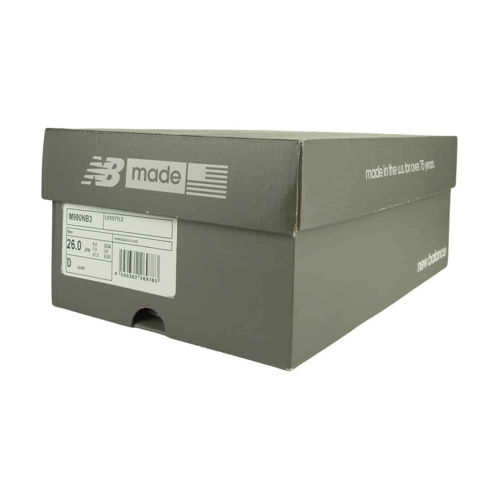 NEW BALANCE ニューバランス M990 NB3 USA製 スエード ローカット スニーカー ネイビー系 26㎝【新古品】【未使用】【中古】