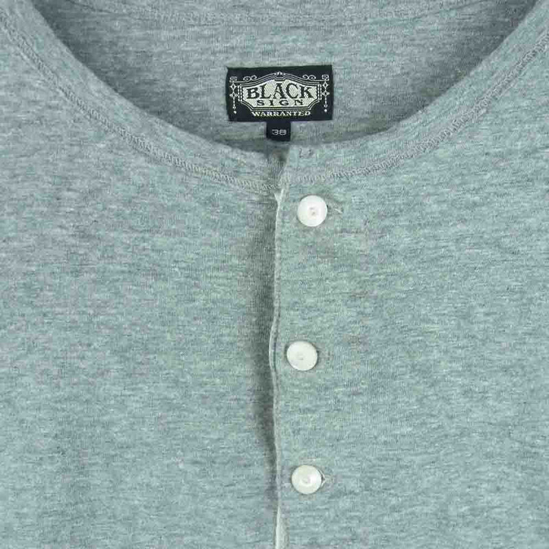 BLACK SIGN ブラックサイン Henly Neck ヘンリーネック 半袖 Tシャツ コットン 日本製 グレー系【中古】