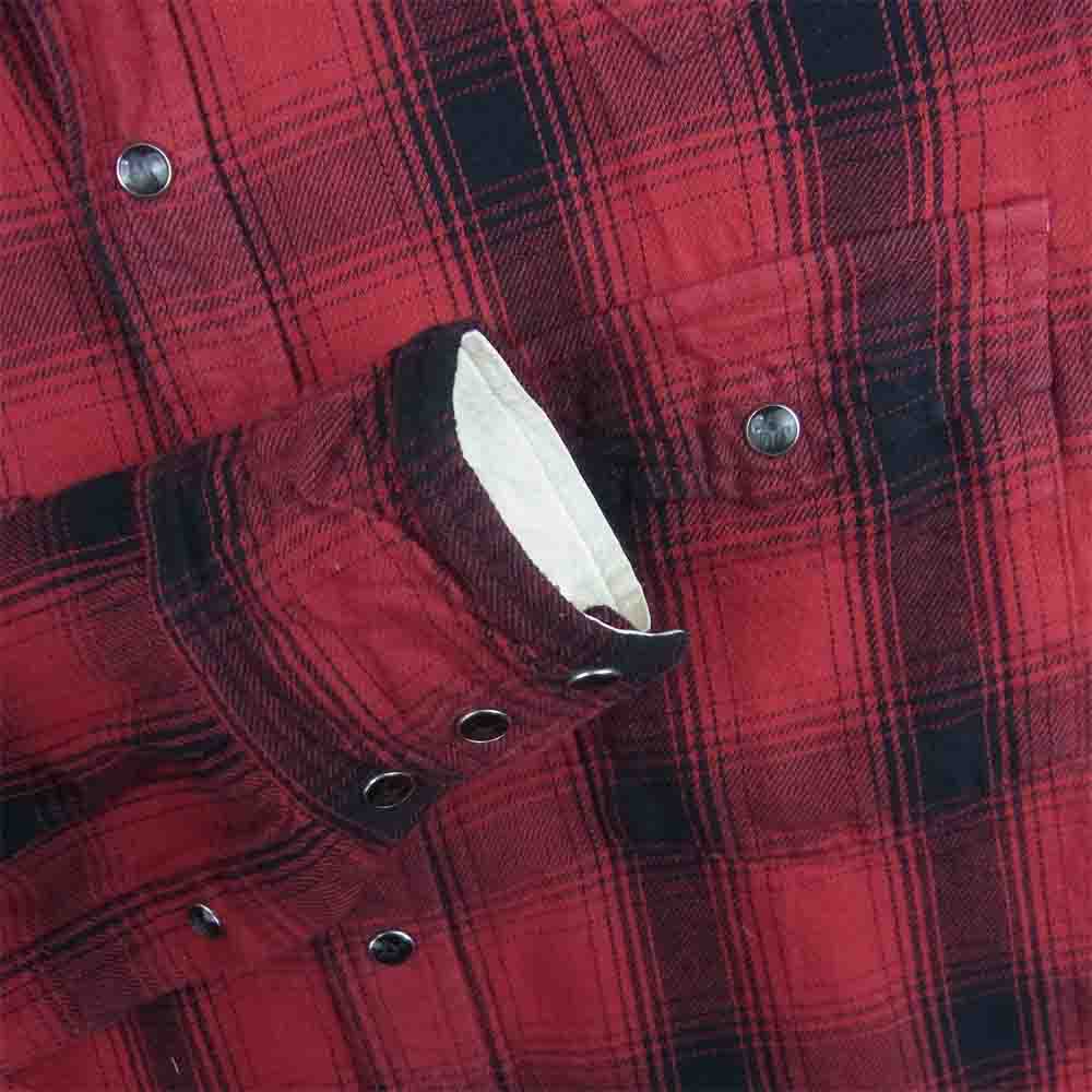 BACKBONE バックボーン 18AW BB18FW-S10 カフス裏&襟裏ディアスキンレザー チェック柄 フランネル ウエスタン 長袖 シャツ レッド系 ブラック系 M【中古】