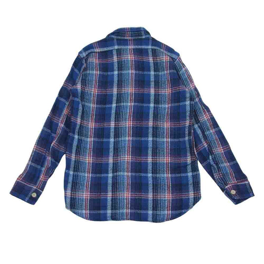 WAREHOUSE ウエアハウス DUBBLE WORKS ダブル ワークス ヘビー ネル チェック シャツ ブルー系 36【中古】