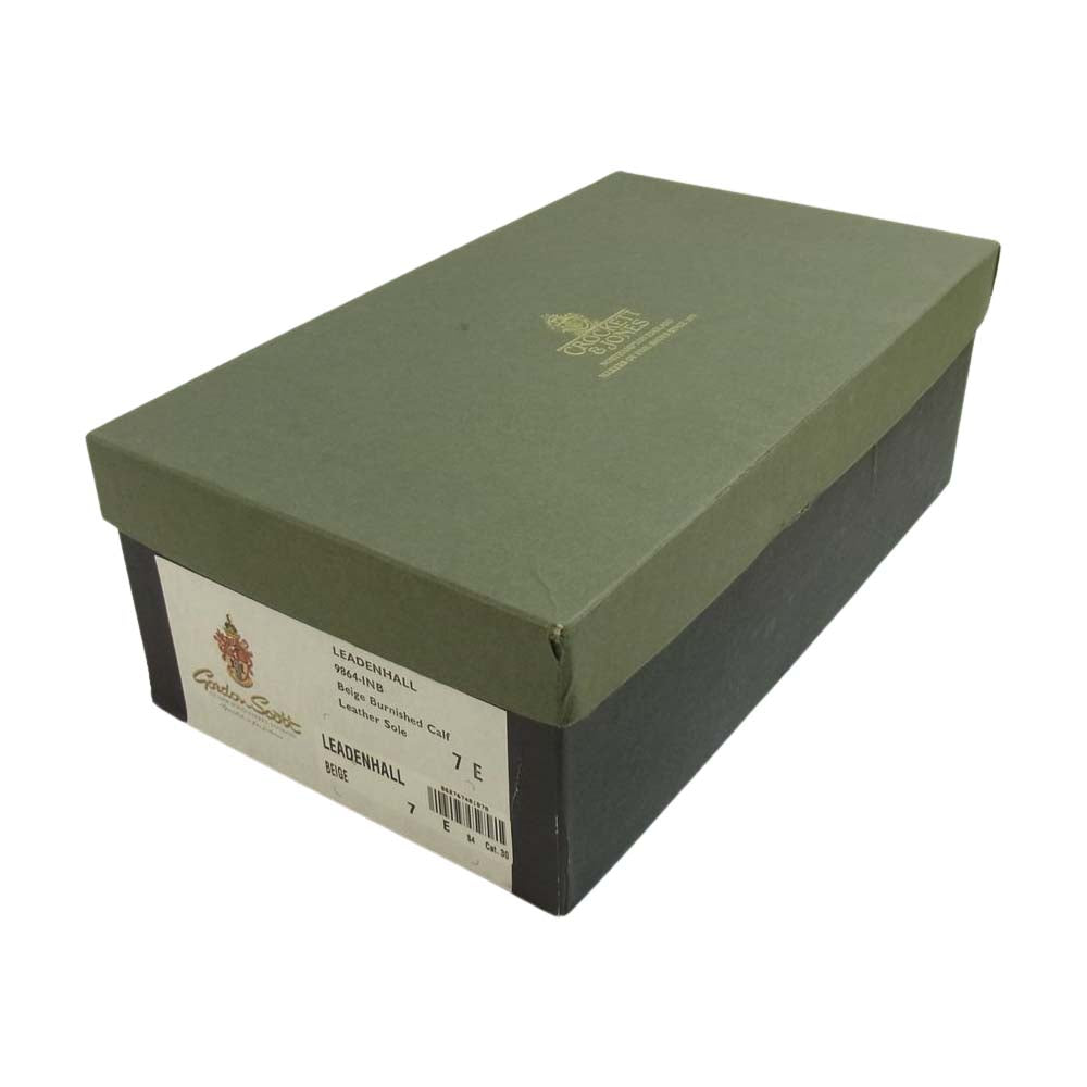 CROCKETT&JONES クロケットアンドジョーンズ Gordon Scott別注 LEADENHALL バーニッシュドカーフレザー パンチドキャップトゥ シューズ レザーソール ライトブラウン系 7E【新古品】【未使用】【中古】