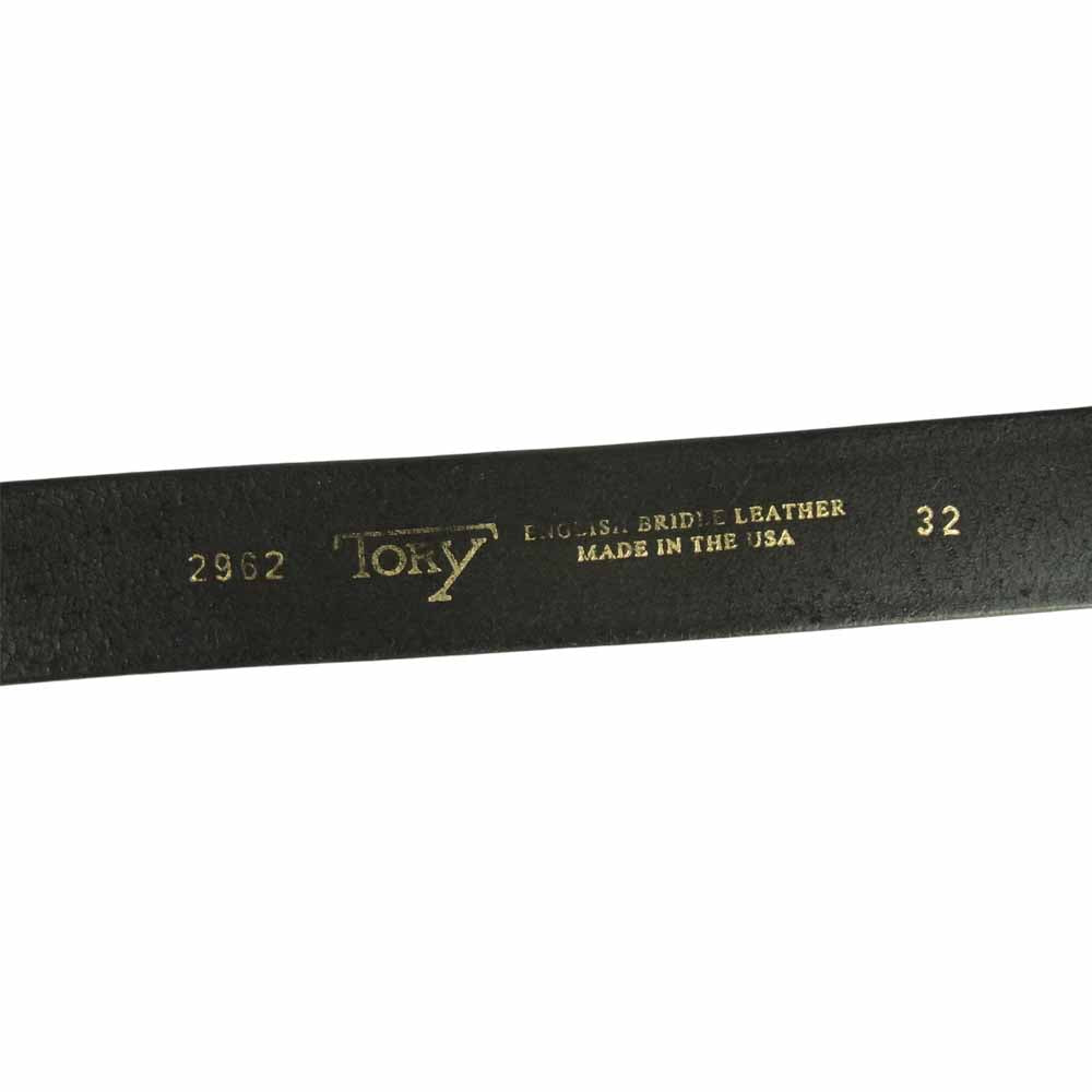 トリーレザー フック バックル ブライドルレザー ベルト ブラック系 32【中古】