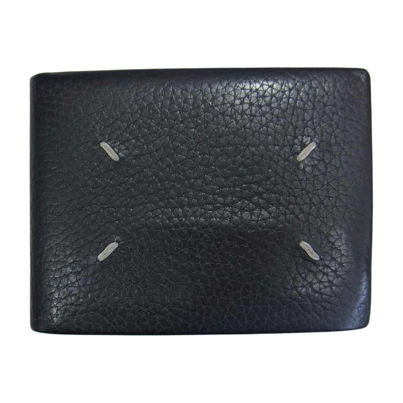 マルジェラ 二つ折り 財布 wallet grain leather ブラック