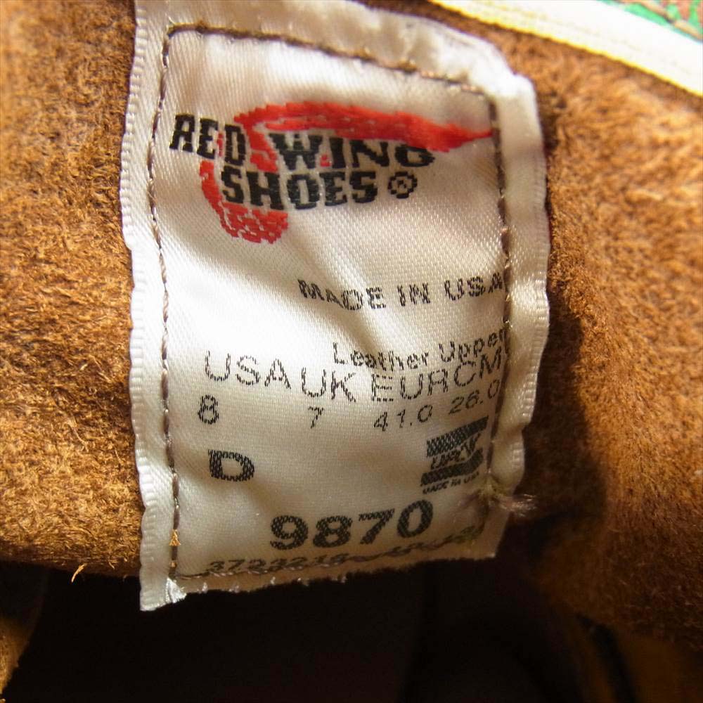 RED WING レッドウィング 9870 IRISH SETTER 6 ROUND クラシック ラウンド プレーン トウ ブラック クロンダイク 茶芯 ブーツ ブラック系 26cm【中古】