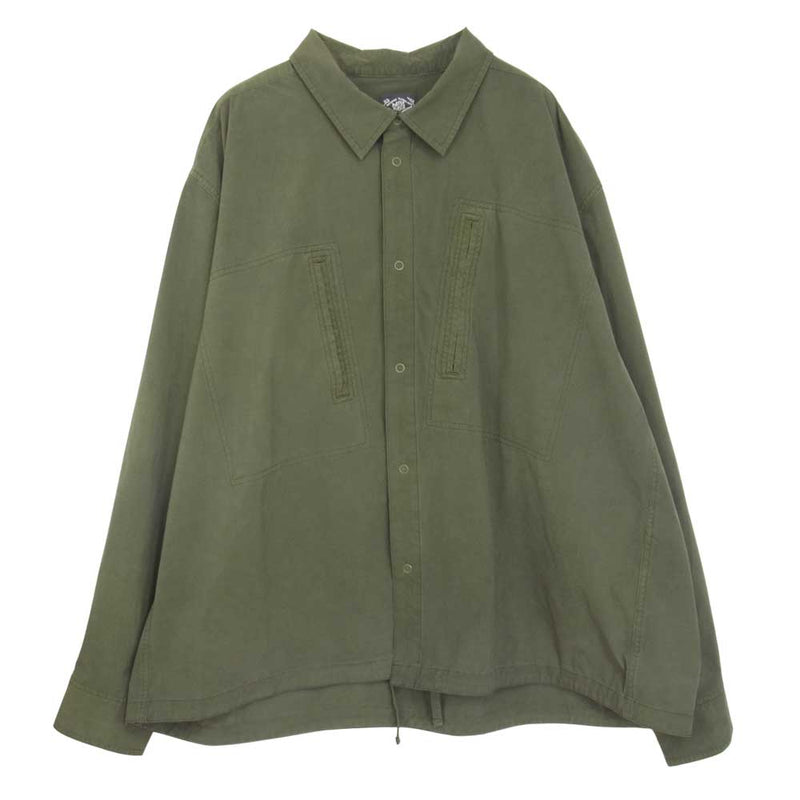 PORTER CLASSIC ポータークラシック 21SS OFFERING CLOTHES SUPER NYLON STRETCH MILITARY  SHIRT スーパーナイロン ストレッチ ミリタリーシャツ カーキ系 L【美品】【中古】