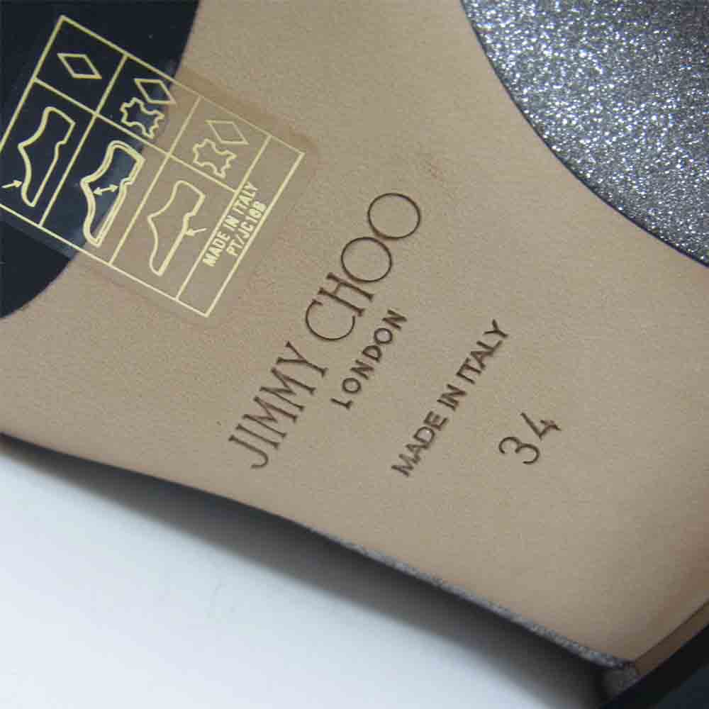 JIMMY CHOO ジミーチュウ グリッター スリッポン シルバー系 34【新古品】【未使用】【中古】