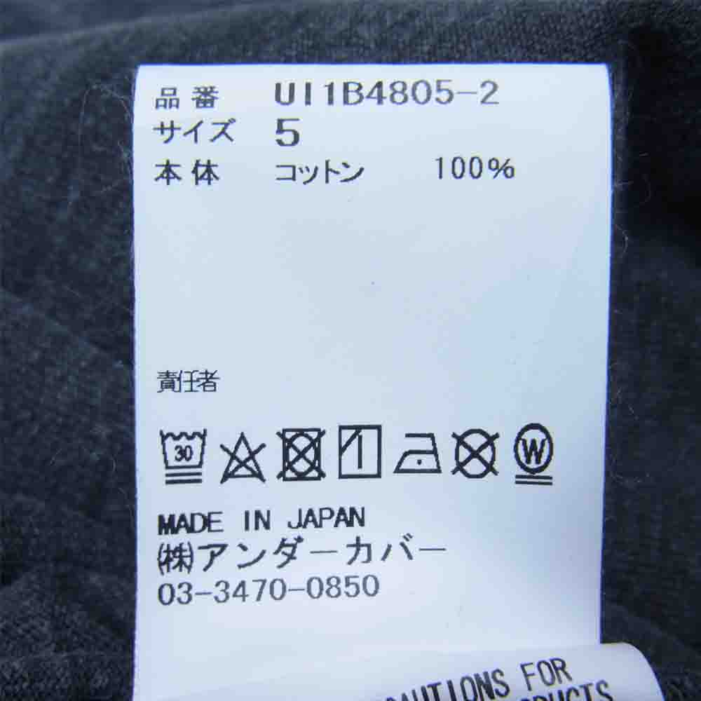 UNDERCOVER アンダーカバー 22SS UI1B4805-2 UNDERCOVERISM UI1B4805-2 CHAR 後カスタムハギTEE ピグメント加工 Tシャツ チャコール系 5【中古】