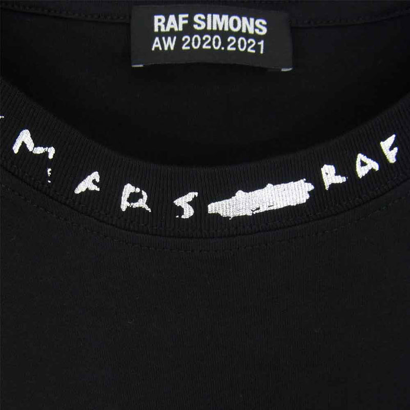 RAF SIMONS ラフシモンズ 20AW LIFE ON MARS BIG FIT T-SHIRT ネックプリント ビッグフィット Tシャツ  ブラック系 L【美品】【中古】