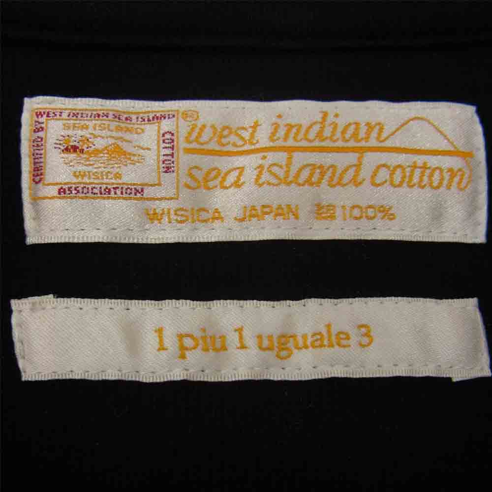 1piu1uguale3 ウノピュウノウグァーレトレ MRT091 sea island cotton 海島綿 ヘンリーネック 半袖 Tシャツ ブラック系 V【美品】【中古】