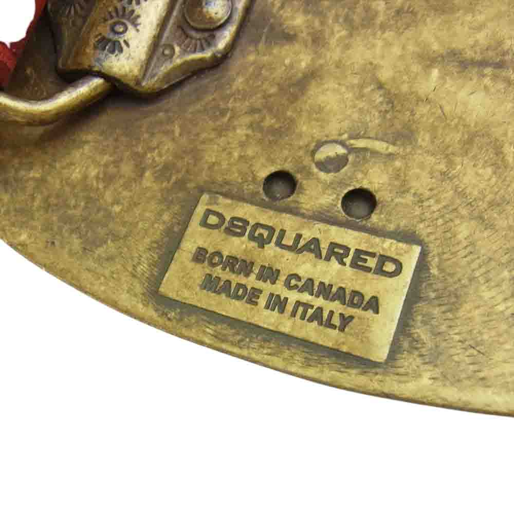 DSQUARED2 ディースクエアード ロゴ バックル レザー ベルト レッド系 L【中古】