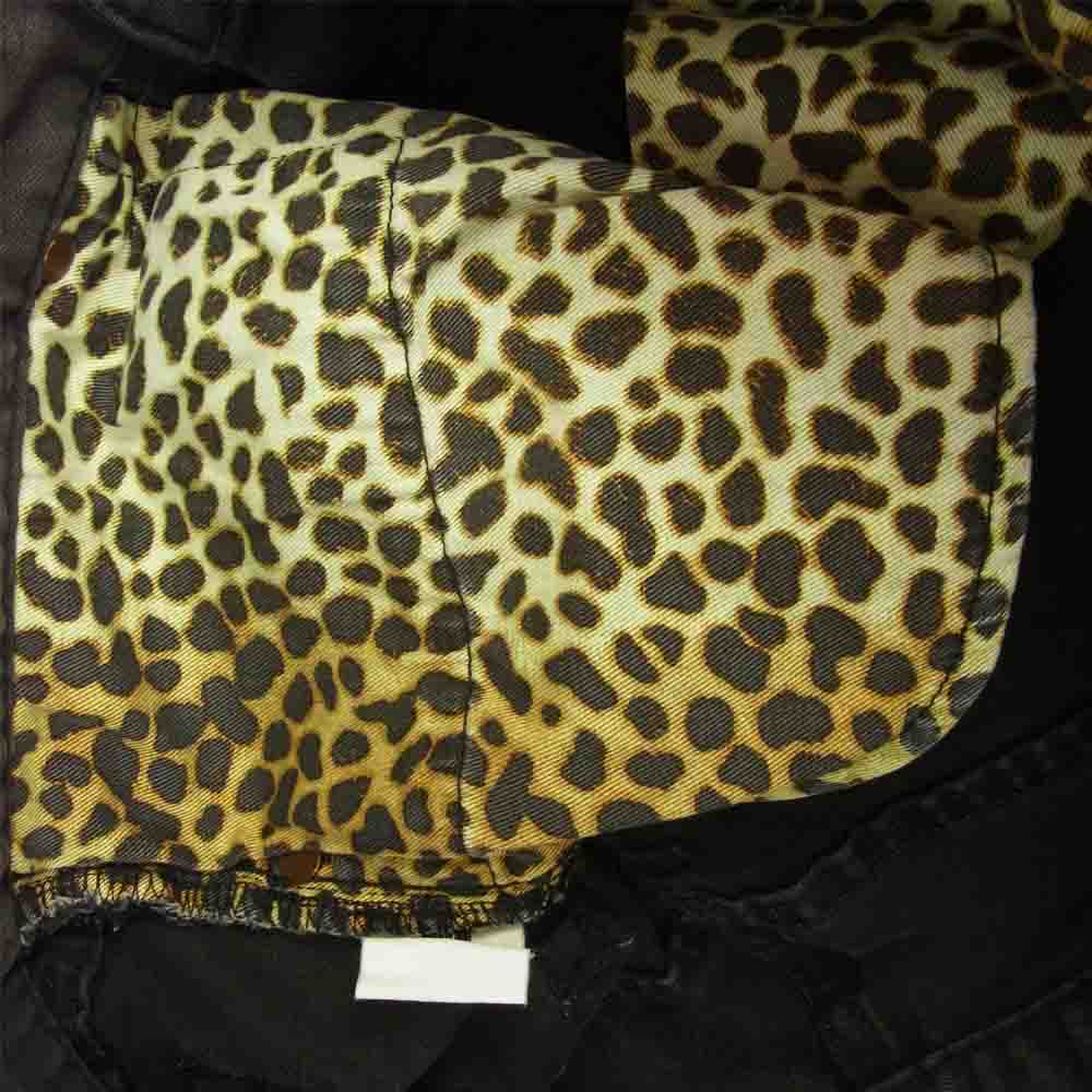 HYSTERIC GLAMOUR ヒステリックグラマー 裏地レオパード ダメージ 加工 スキニー デニム パンツ ブラック系 31【中古】