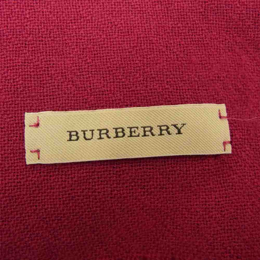 BURBERRY バーバリー 国内正規品 COLOUR CHECK WOOL SCARF ウール チェック スカーフ 大判 ストール ワインレッド系【中古】