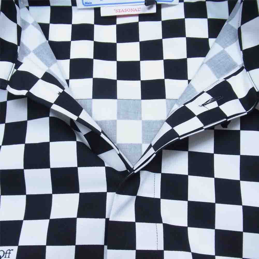 OFF-WHITE オフホワイト 22SS OMGA216S22FAB0021001 Checkerboard Print short-sleeve Shirt ブラック系 ホワイト系 S【新古品】【未使用】【中古】