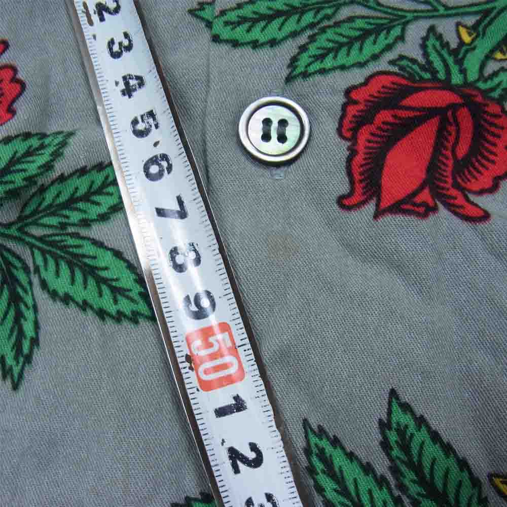 UNUSED アンユーズド 18SS US1440 ROSE PATTERN LONG-SLEEVE SHIRT ローズ プリント 開襟 レーヨン シャツ グレー系 1【中古】