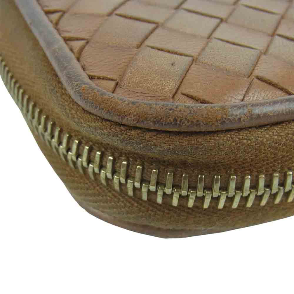 BOTTEGAVENETA ボッテガヴェネタ 114076 V0013 2510 イントレチャート ラウンドジップ ウォレット 財布 ブラウン系【中古】