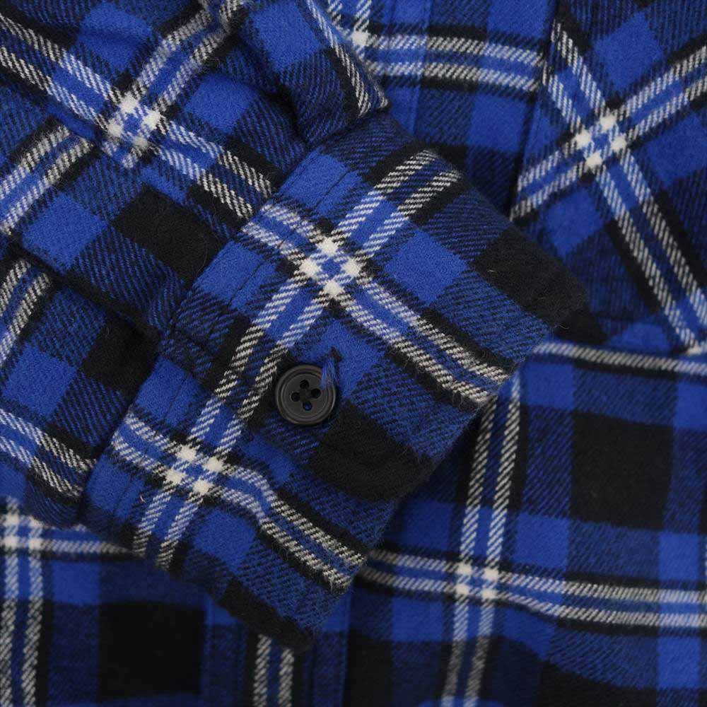 Supreme シュプリーム 19AW Quilted Arc Logo Flannel Shirt キルテッド アーチロゴ フランネル シャツ ブルー系 S【美品】【中古】