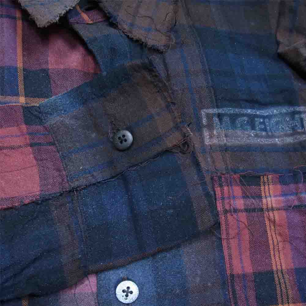 STRUM ストラム STC136-01MG Morning Glow 8th Anniversary CUSTOM TARTAN PLAID SHIRRING STRETCH COTTON L/S TIERED SHIRT モーニンググロウ ヘリンボーン シャーリングタータンチェック 切替 シャツ RD×BR M【極上美品】【中古】