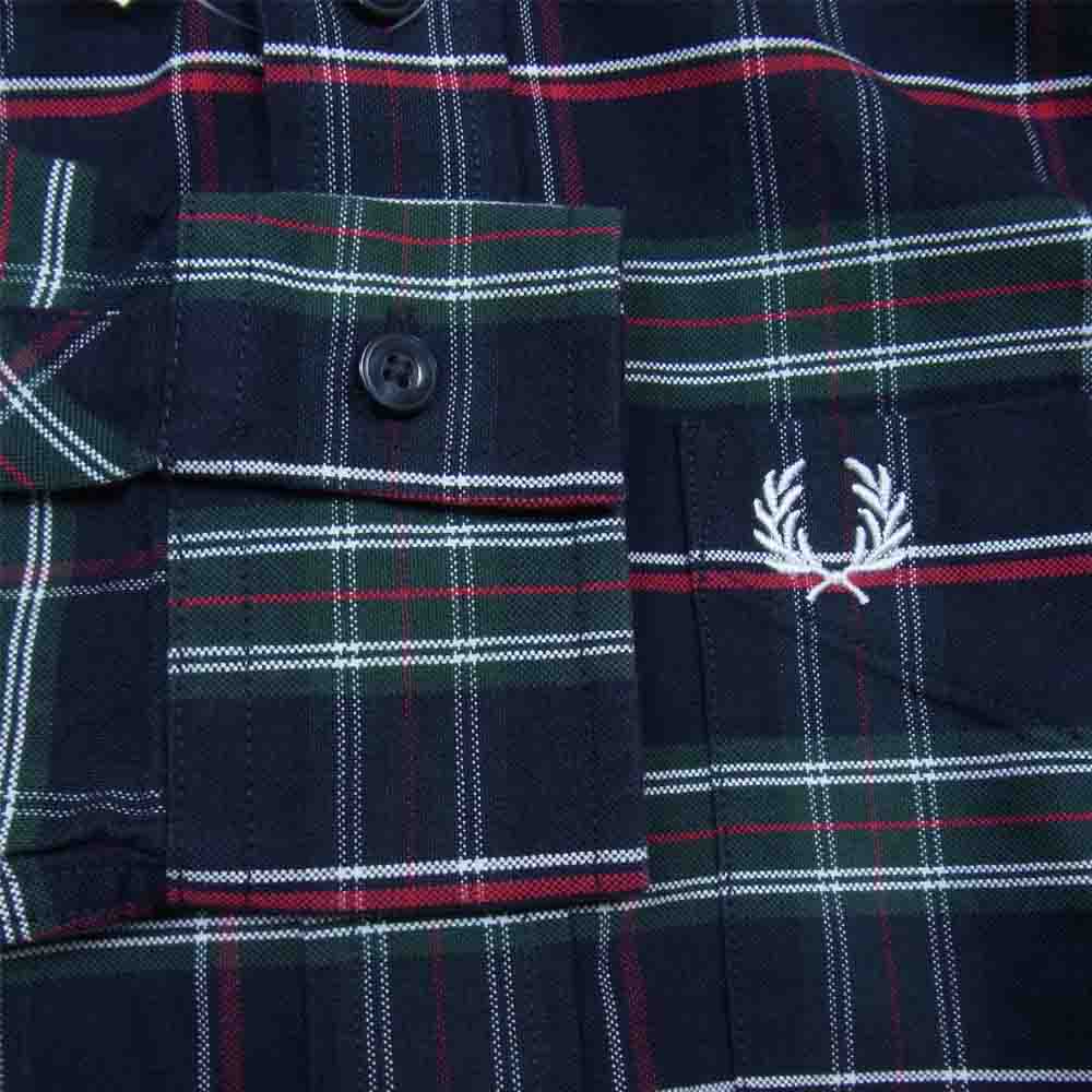 FRED PERRY フレッドペリー M5370 チェック ボタンダウン BD シャツ ネイビー系 S【新古品】【未使用】【中古】