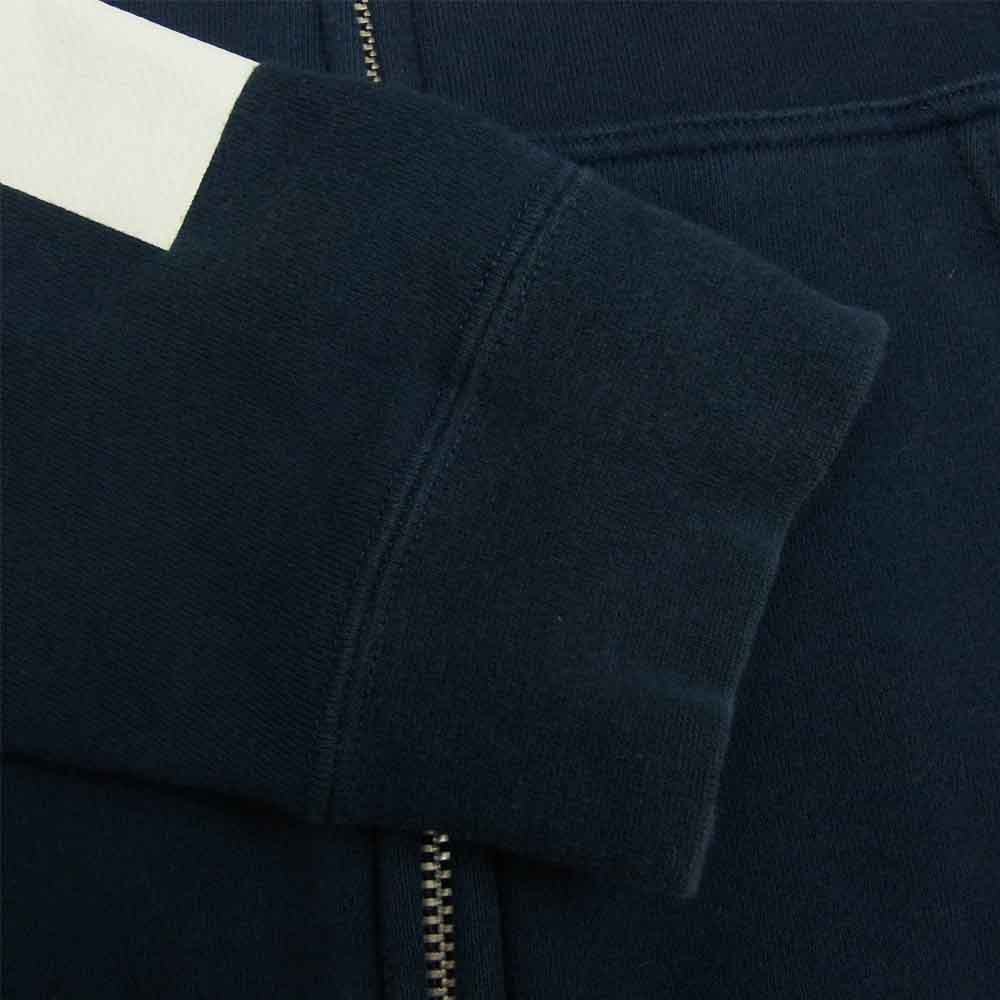 STUSSY ステューシー KNOWLEDGE IS KING ロゴ プリント ジップ パーカー ネイビー系 S【中古】