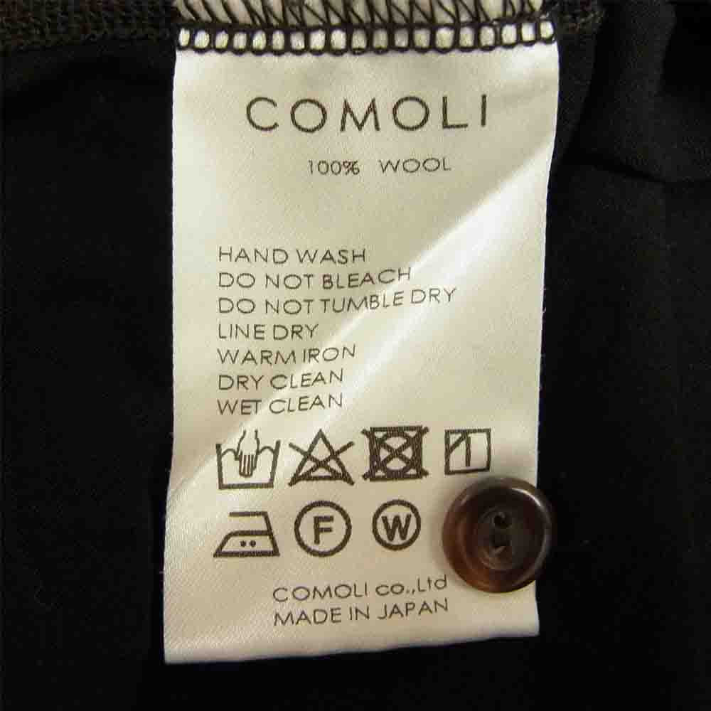 COMOLI コモリ P01-05008 ウール ヘンリーネック Tシャツ ブラック系【美品】【中古】