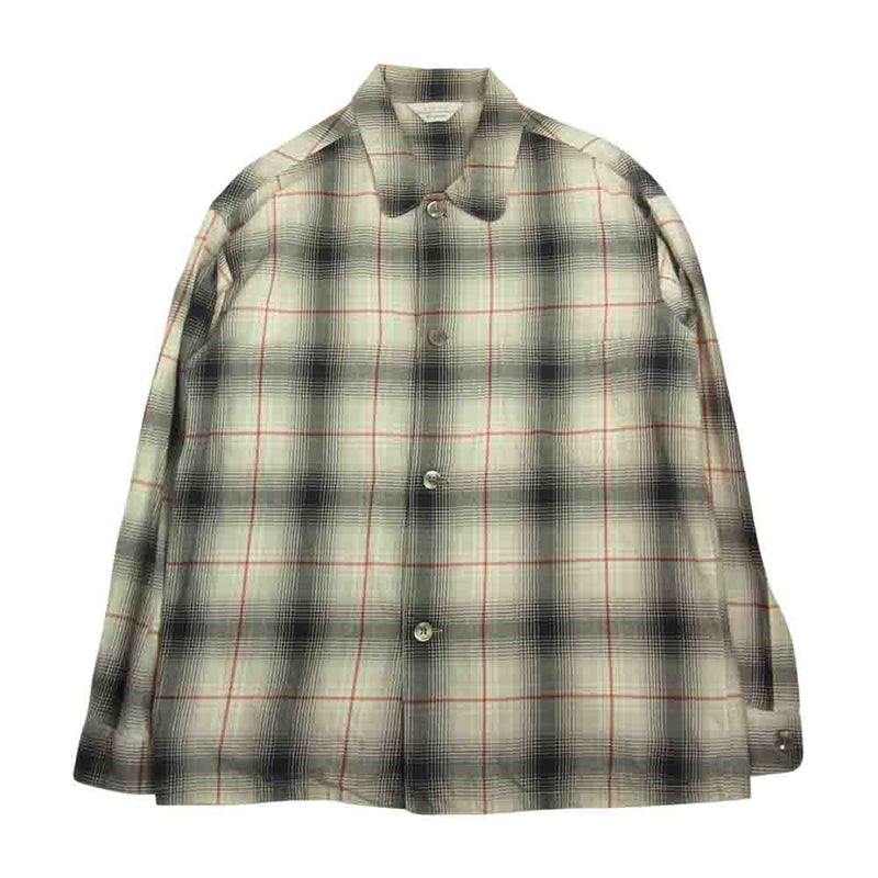 UNUSED Ombre check open collar shirt