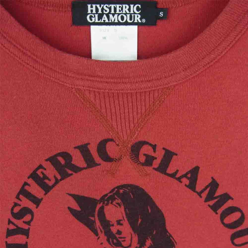 HYSTERIC GLAMOUR ヒステリックグラマー 0232CT27 ガールプリント スウェット地 カットソー 半袖 Tシャツ レッド系 S【中古】