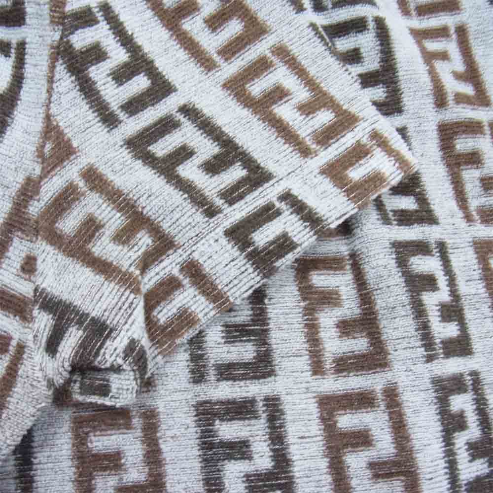 FENDI フェンディ パイル地 タオル地 ズッカ柄 ポロシャツ ブラウン系 42【中古】