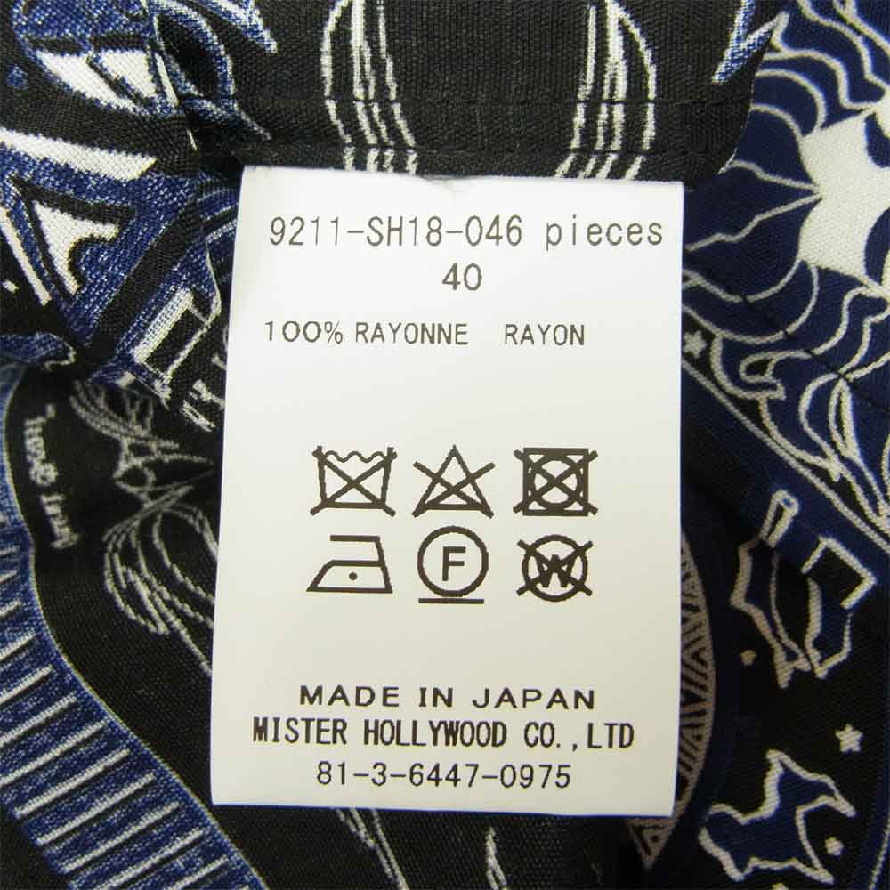 N.HOOLYWOOD エヌハリウッド × Children of the discordance チルドレンオブザディスコーダンス 9211-SH18-046pieces Hawaiian Shirt ハワイアン バンダナ 半袖 アロハ シャツ ネイビー系 40【新古品】【未使用】【中古】