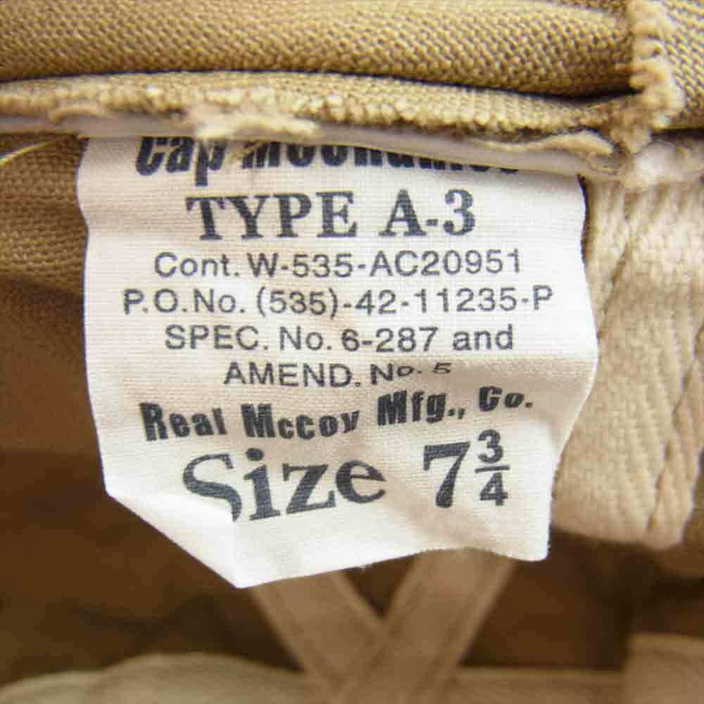 The REAL McCOY'S ザリアルマッコイズ TYPE A-3 CAP キャップ カーキ系 7 3/4【中古】