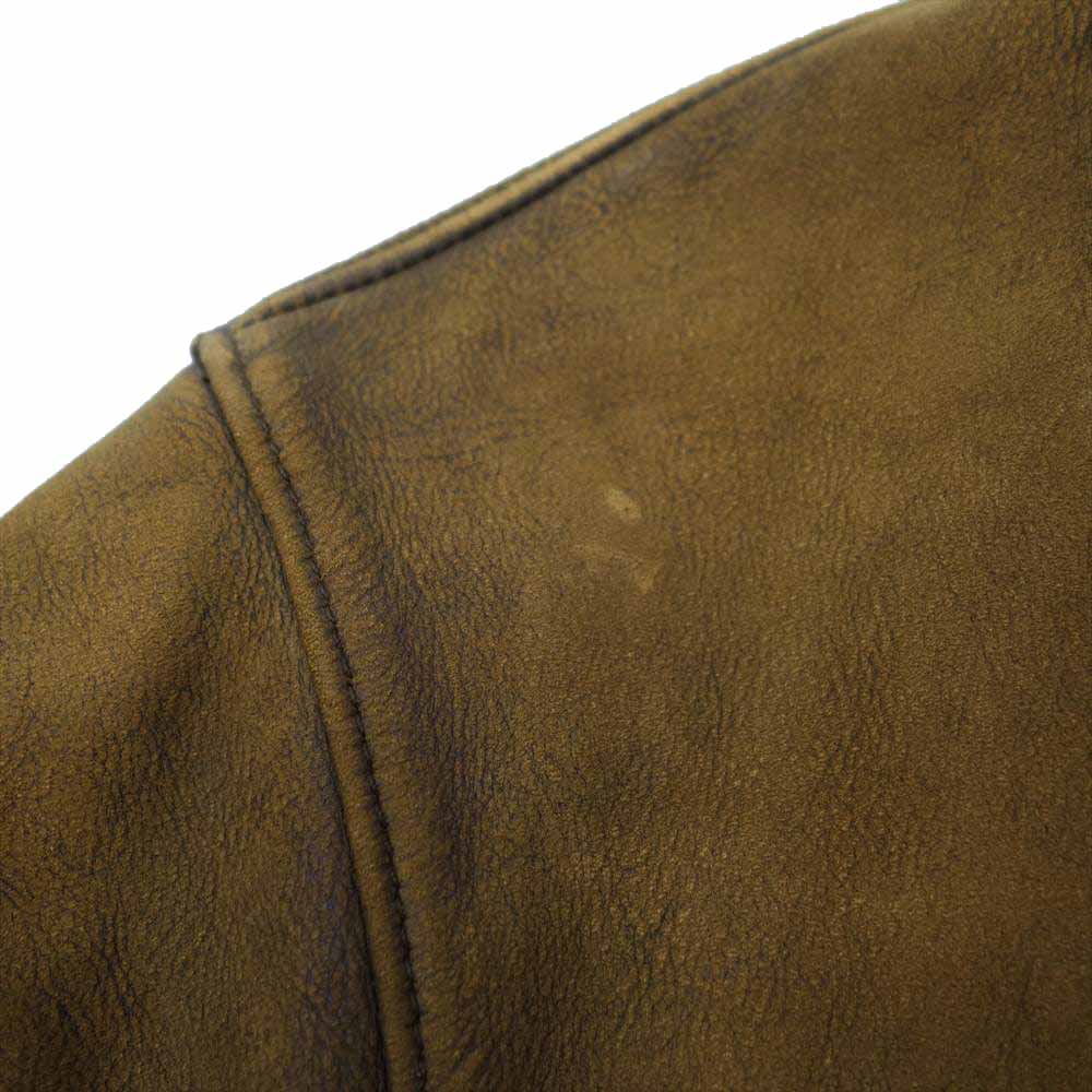 RRL ダブルアールエル カウハイド タンニン鞣し加工 シングル レザー ライダース ジャケット ブラウン系 XS【新古品】【未使用】【中古】
