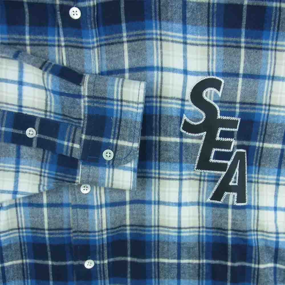HYSTERIC GLAMOUR ヒステリックグラマー WDS-HYS-3-04 WINDANDSEA ウィンダンシー CHECK SHIRT チェック 長袖 シャツ ブルー系 XL【極上美品】【中古】