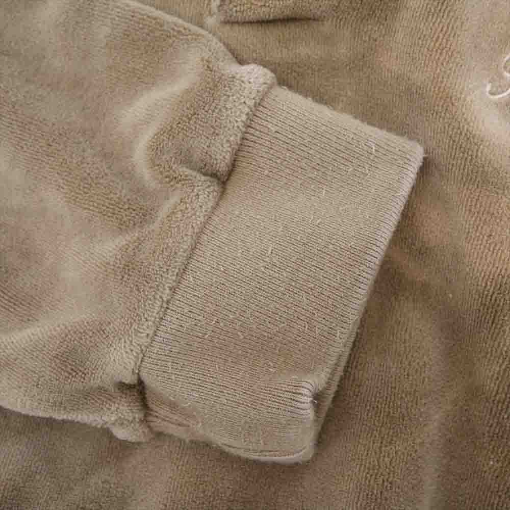 Supreme シュプリーム 21SS Bleached Velour L/S Polo ブリーチ ベロア 長袖 ポロシャツ ベージュ系 M【美品】【中古】
