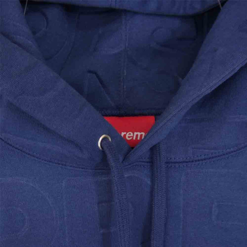 Supreme シュプリーム 21SS Embossed Logos Hooded Sweatshirt エンボス ロゴ プルオーバー ブルー系  XL【中古】