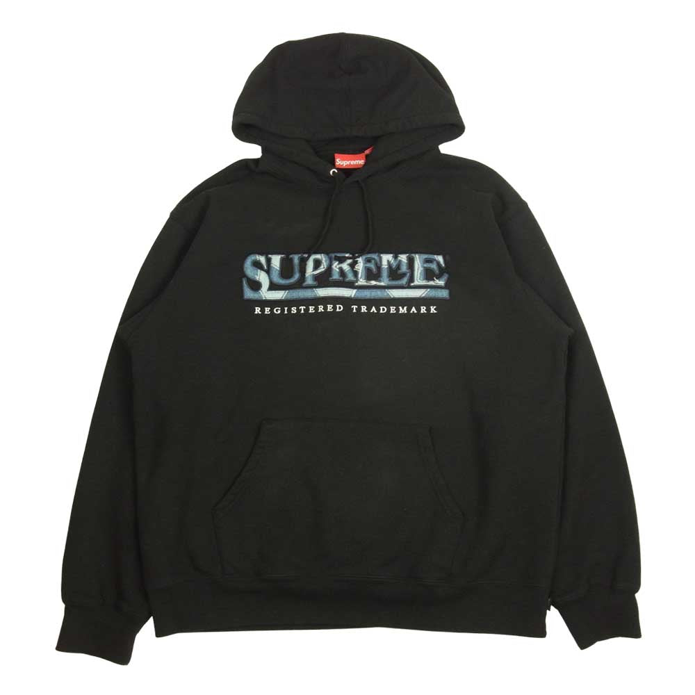 Supreme シュプリーム 21SS Denim Logo Hooded Sweatshirt デニム ロゴ プルオーバー ブラック系 XL【中古】