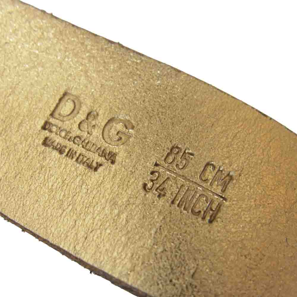 DOLCE&GABBANA ドルチェアンドガッバーナ D&G ロゴ バックル レザー ベルト ゴールド系 34【中古】