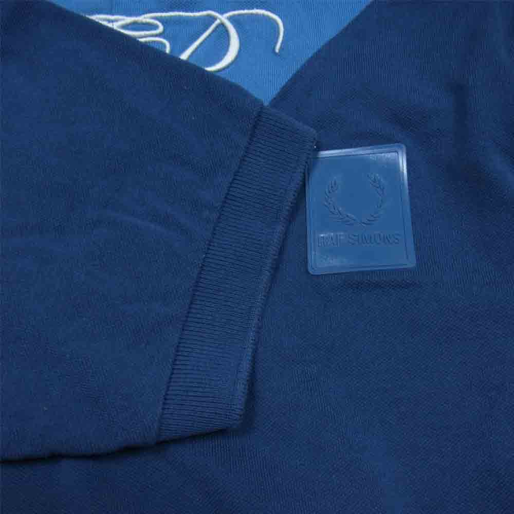 RAF SIMONS ラフシモンズ × FRED PERRY フレッドペリー SM5132 Polo Shirt コントラスト インサート 胸パッチ 刺繍 ポロ 半袖 シャツ ブルー系 36【中古】