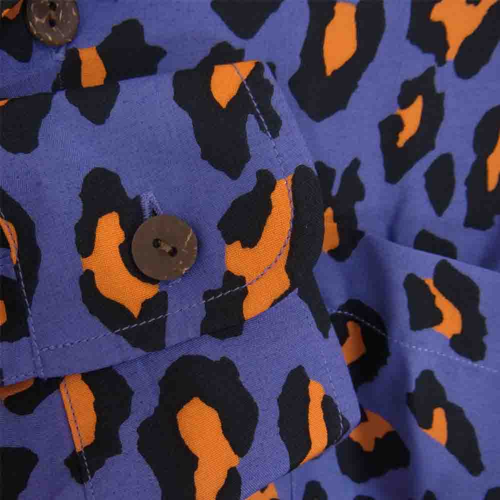 WACKO MARIA ワコマリア 21AW 21FWE-WMS-HI03 HAWAIIAN SHIRT L/S TYPE-4 レオパード 長袖 オープンカラー ハワイアン シャツ パープル パープル系 S【美品】【中古】