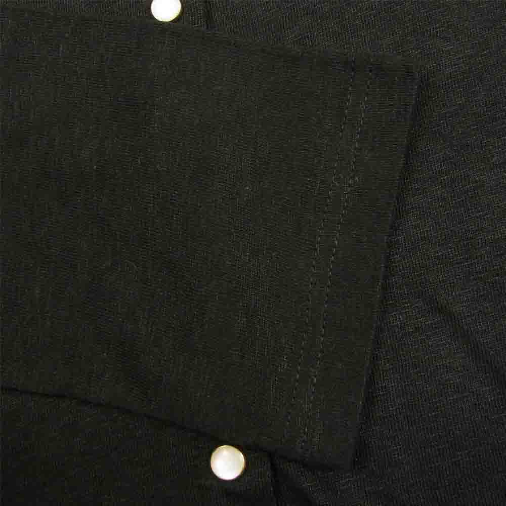 agnes b. アニエスベー スナップボタン リネンニット カーディガン ブラック系 3【中古】